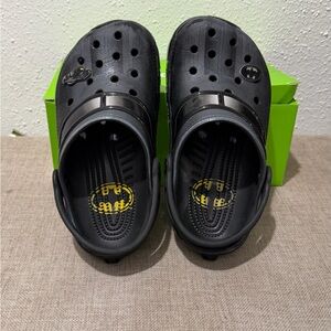 CROCS Kids Black Clogs with Yellow Batman Logo